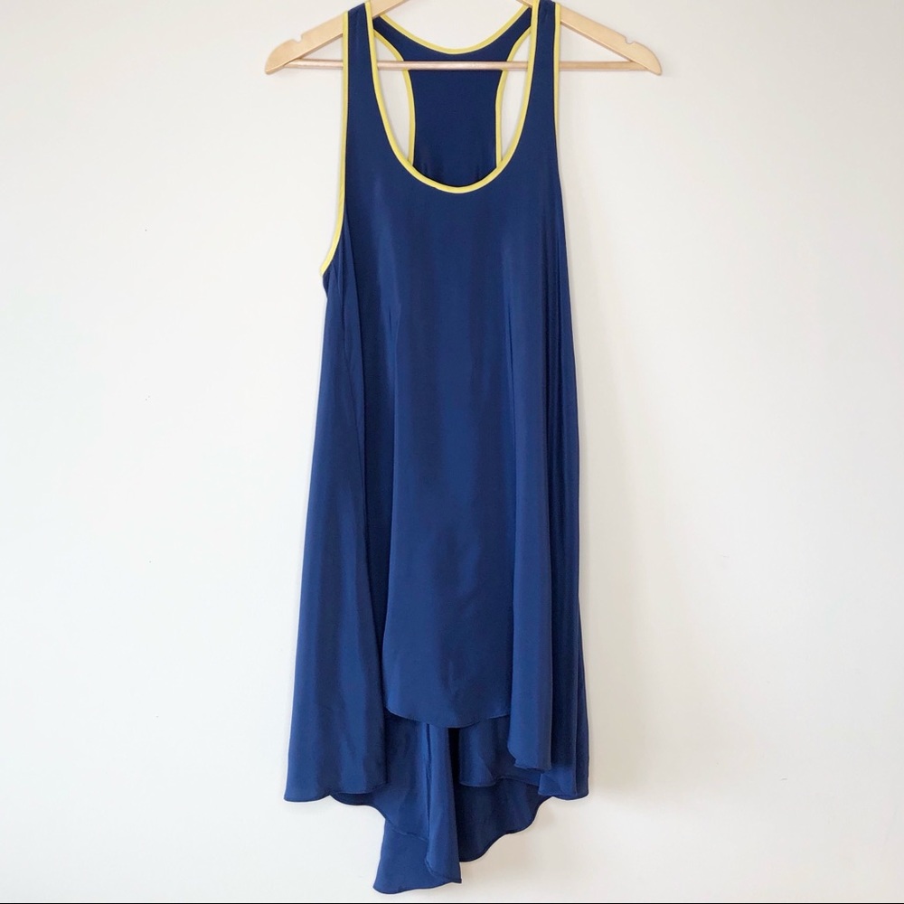 Amanda Uprichard Silk Racerback Tank Dress Navy